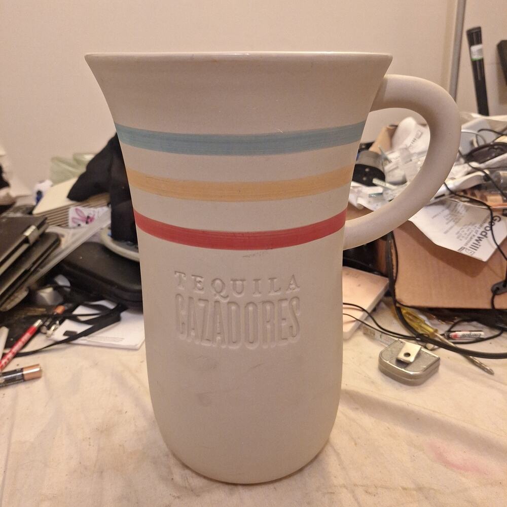 Tequila Cazadores Cantarito Familiar Pitcher 2 Liter Clay Embossed Logo